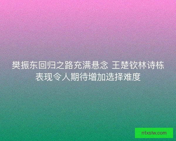 樊振东回归之路充满悬念 王楚钦林诗栋表现令人期待增加选择难度 樊振东回归之路充满悬念 王楚钦林诗栋表现令人期待增加选择难度
