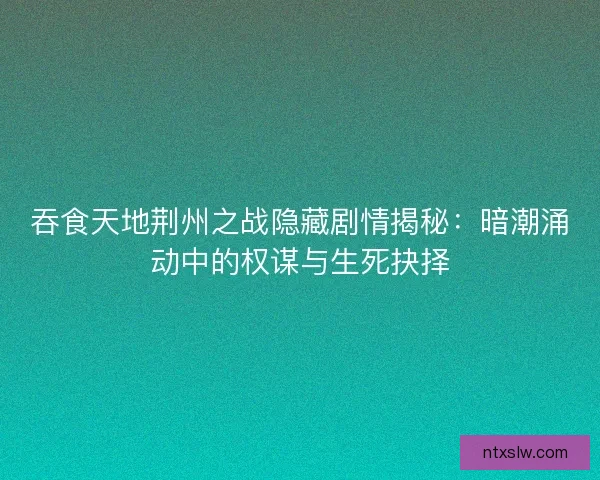 吞食天地荆州之战隐藏剧情揭秘：暗潮涌动中的权谋与生死抉择